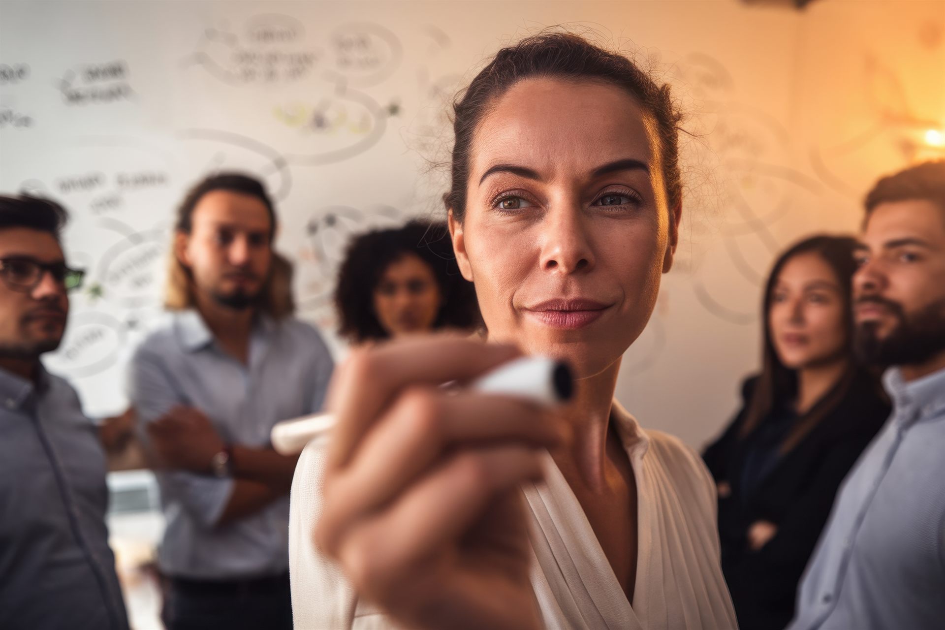 Líder facilitando una sesión con su equipo